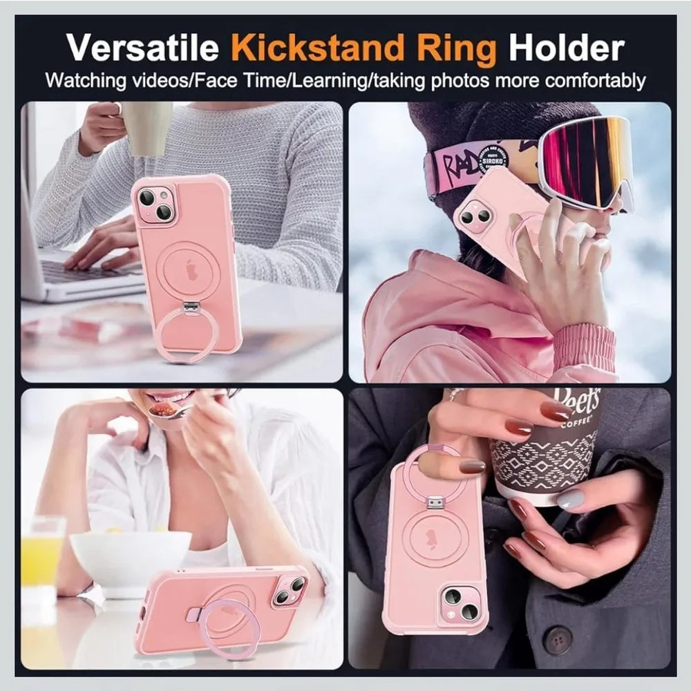 Saitong iPhone 15 Pink Phone Case 6.1 Inch Kickstand Ring Holder Shockproof NIB